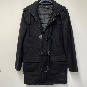 Black Rivet Hooded Mens Medium Parka Zip Up Coat